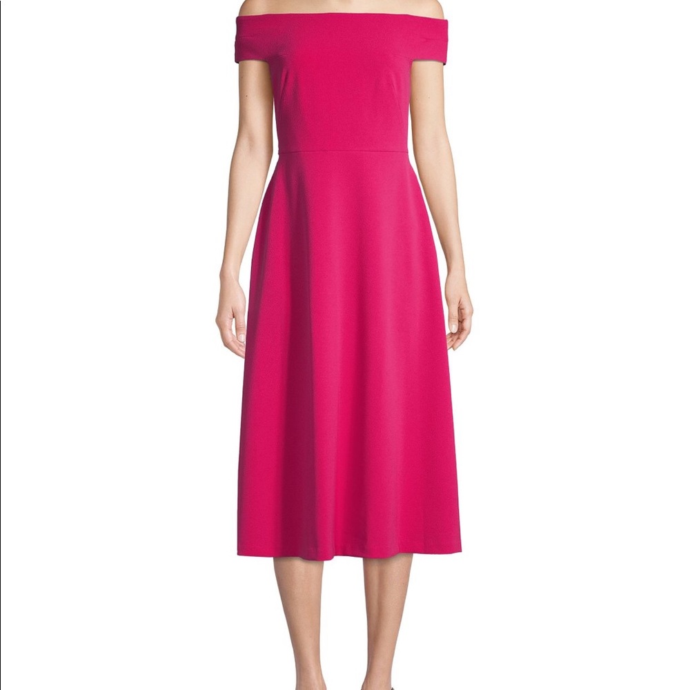 🦚Calvin Klein Hot  Pink Off-Shoulder Dress 4